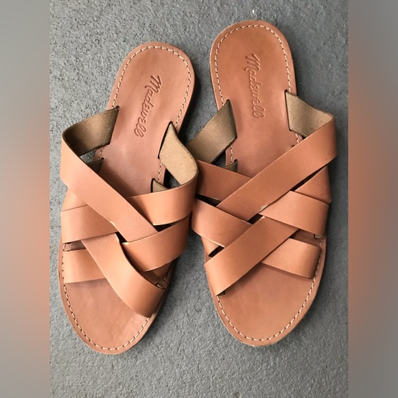 Madewell •The Boardwalk Woven Crisscross Flat Leather Sandals •size 8 - Picture 1 of 14